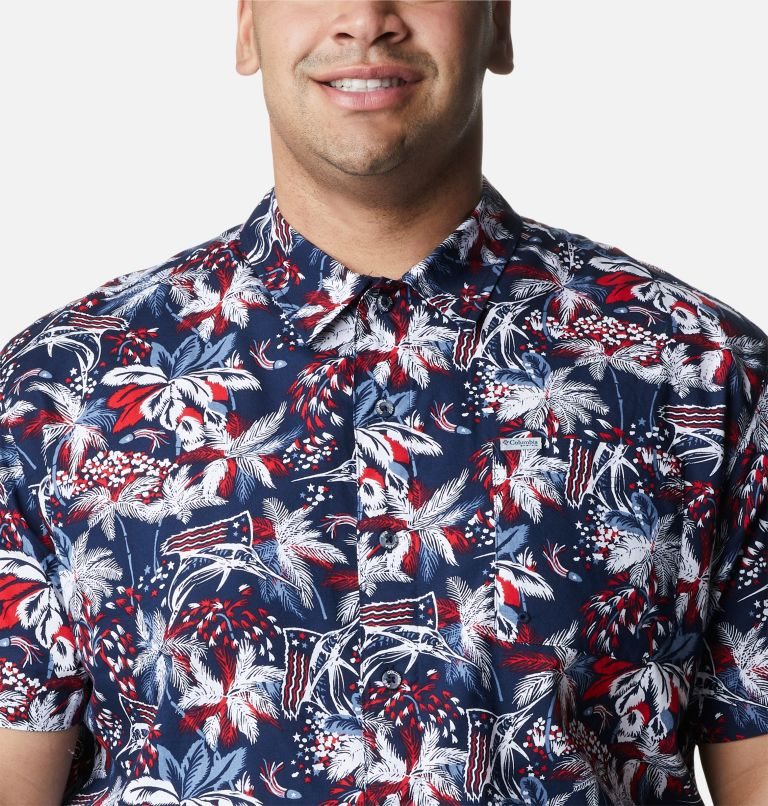 Men's Columbia PFG Trollers Best Short Sleeve Shirts Flower | Plus Size CA-U85AC
